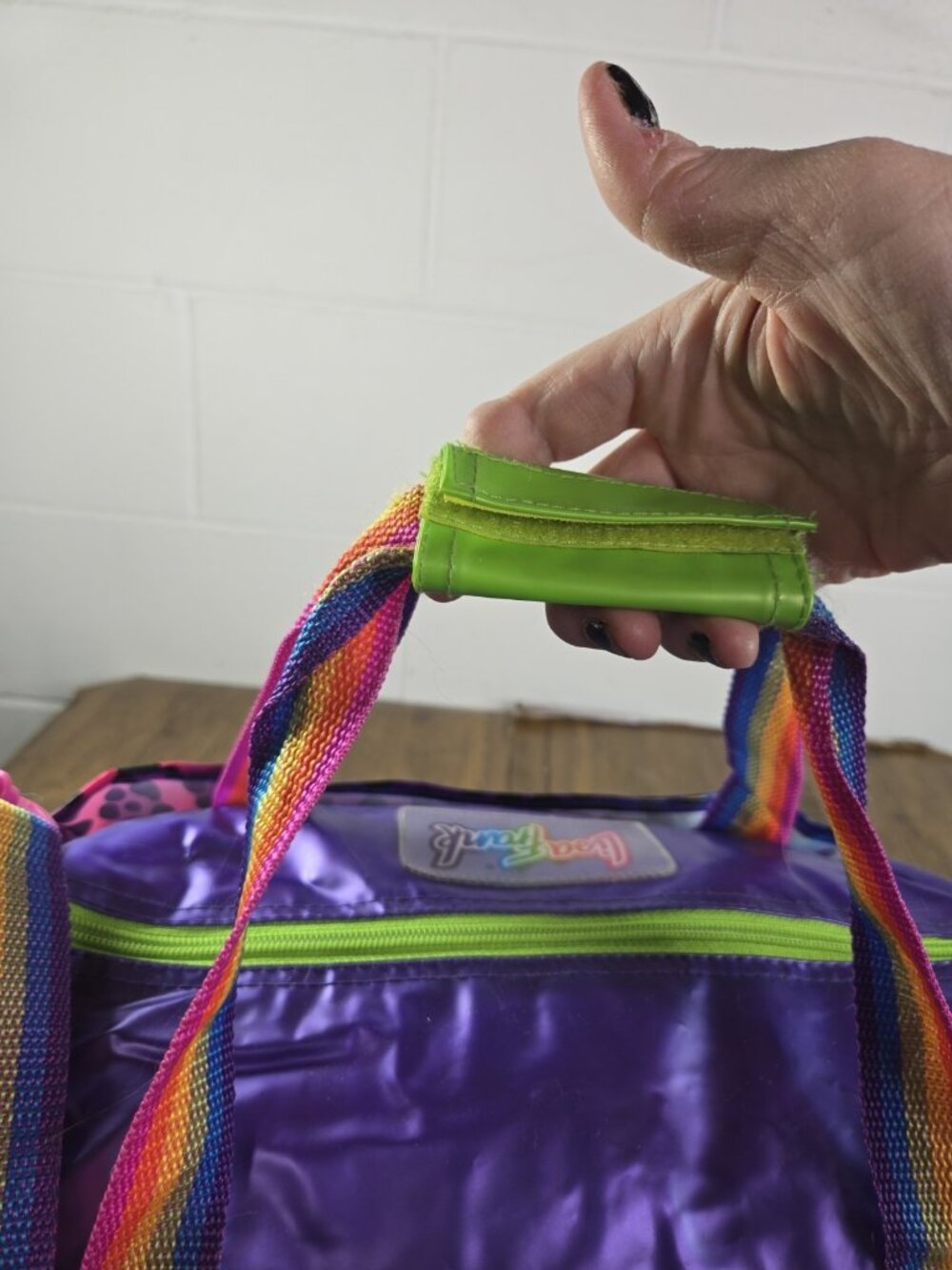 vtg 90s Lisa Frank Rainbow Straps Hunter Cheetah Purple Duffle Bag RARE - Picture 7 of 14